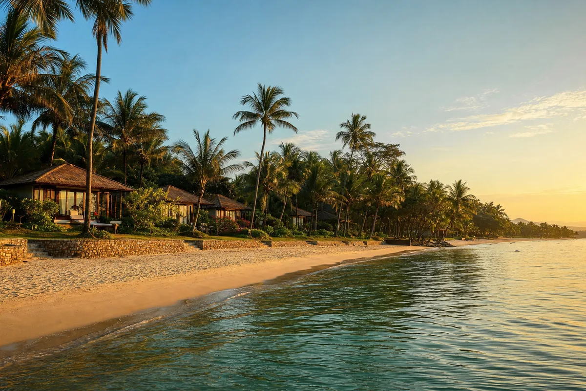 Long Beach (Bai Truong) Phu Quoc — 20 km white sand beach ideal for bungalow stays