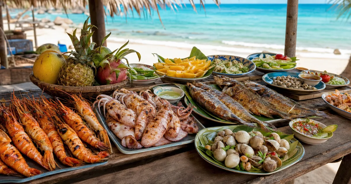 Budget Beach Food Near Bungalows on Phu Quoc